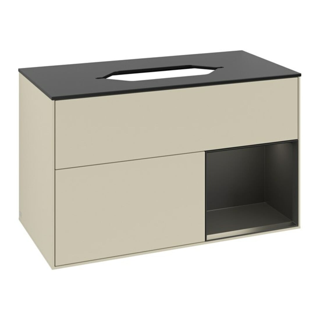 V&B Meuble sous-lavabo Finion 100x60,3 cm, bleu mat laqué, gris mat laqué