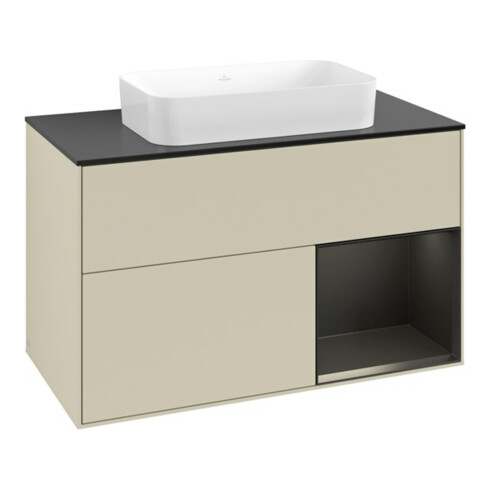 V&B Meuble sous-lavabo Finion 100x60,3 cm, bleu mat laqué, gris mat laqué