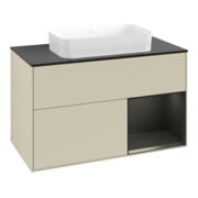 V&B Meuble sous-lavabo Finion 100x60,3 cm, bleu mat laqué, gris mat laqué-3