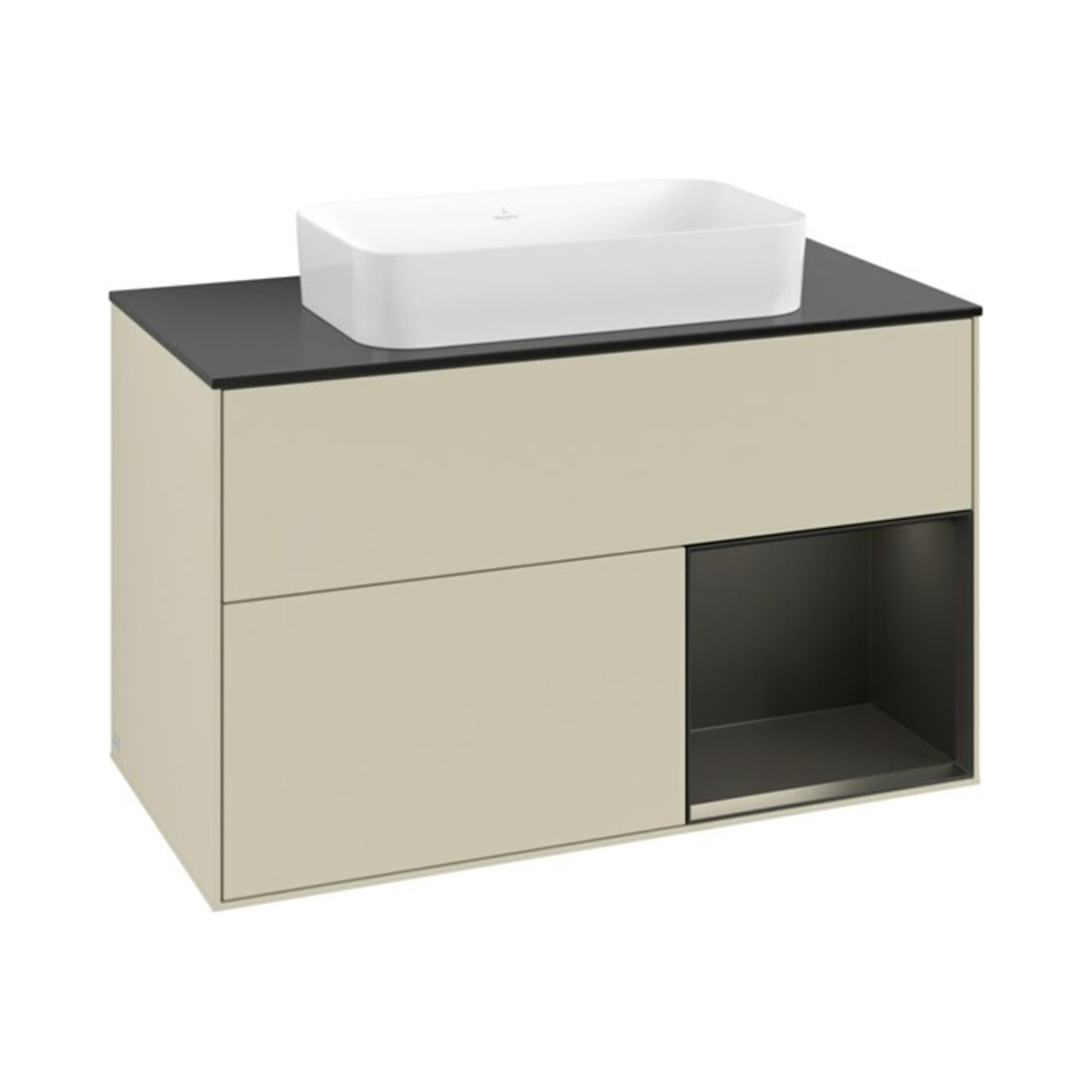 V&B Meuble sous-lavabo Finion 100x60,3 cm, bleu mat laqué, gris mat laqué
