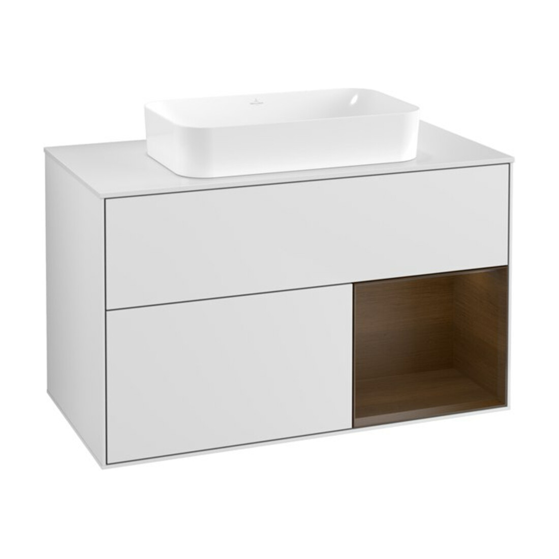 V&B Meuble sous-lavabo Finion 100x60,3 cm, chêne naturel, blanc mat Lac