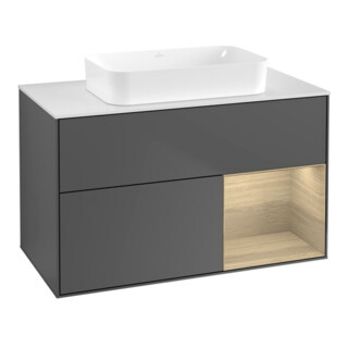 V&B Meuble sous lavabo Finion 100x60,3 cm, éclairage mural, anthracite m
