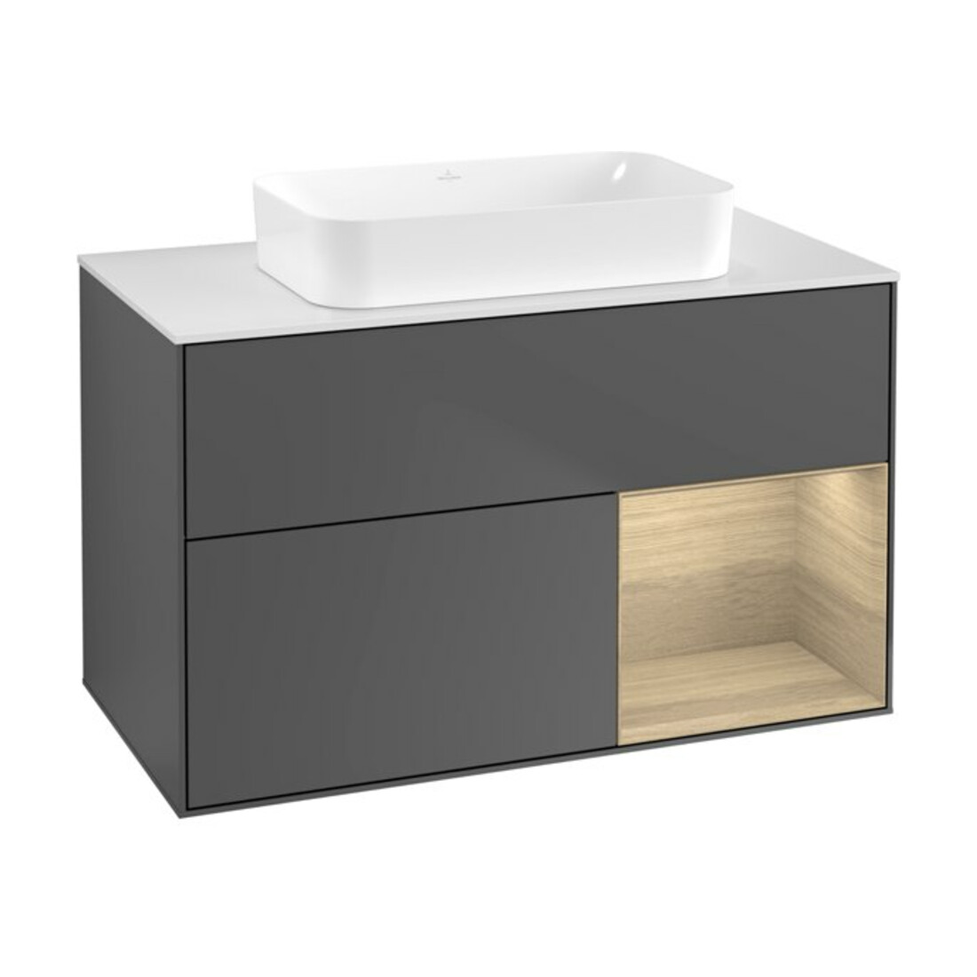 V&B Meuble sous lavabo Finion 100x60,3 cm, éclairage mural, anthracite m