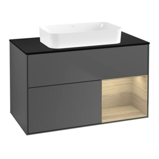 V&B Meuble sous lavabo Finion 100x60,3 cm, éclairage mural, anthracite m