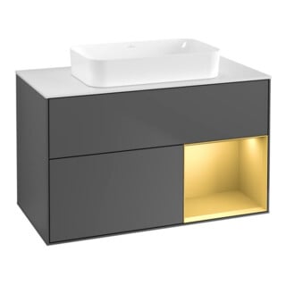 V&B Meuble sous lavabo Finion 100x60,3 cm, éclairage mural, anthracite mat