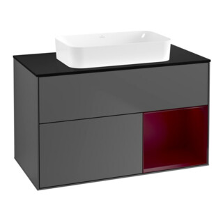 V&B Meuble sous lavabo Finion 100x60,3 cm, éclairage mural, anthracite mat