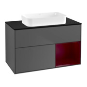 V&B Meuble sous lavabo Finion 100x60,3 cm, éclairage mural, anthracite mat