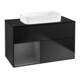 V&B Meuble sous lavabo Finion 100x60,3 cm, éclairage mural, anthracite mat, bleu mat, à gauche-1