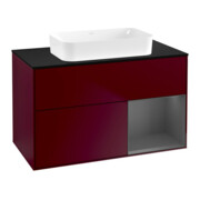 V&B Meuble sous-lavabo Finion 100x60,3 cm, éclairage mural, anthracite mat, droite Peo