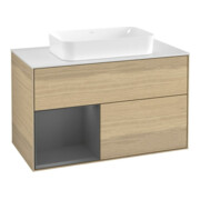 V&B Meuble sous-lavabo Finion 100x60,3 cm, éclairage mural, anthracite, rég. gauche