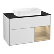 V&B Meuble sous lavabo Finion 100x60,3 cm, éclairage mural, blanc avec laque