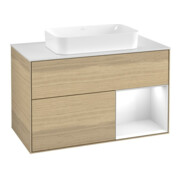 V&B Meuble sous-lavabo Finion 100x60,3 cm, éclairage mural, blanc brillant, Oa ven