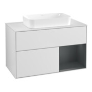 V&B Meuble sous lavabo Finion 100x60,3 cm, éclairage mural, blanc laqué