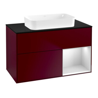 V&B Meuble sous lavabo Finion 100x60,3 cm, éclairage mural, blanc mat, laqué, Peo Matt