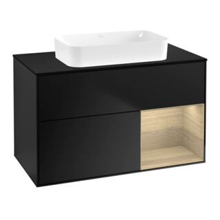 V&B Meuble sous lavabo Finion 100x60,3 cm, éclairage mural, bleu m Lac