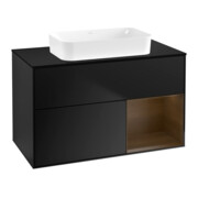 V&B Meuble sous lavabo Finion 100x60,3 cm, éclairage mural, bleu mat Lac