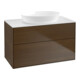 V&B Meuble sous-lavabo Finion 100x60,3 cm, éclairage mural, placage noyer, blanc-1