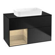 V&B Meuble sous lavabo Finion 100x60,3 cm, éclairage mural, rég gauche, bleu m Lac