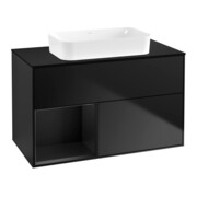 V&B Meuble sous-lavabo Finion 100x60,3 cm, éclairage mural, rég. gauche bleu m Lac