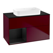 V&B Meuble sous-lavabo Finion 100x60,3 cm, éclairage mural, rég. gauche bleu m Lac, Peo mat