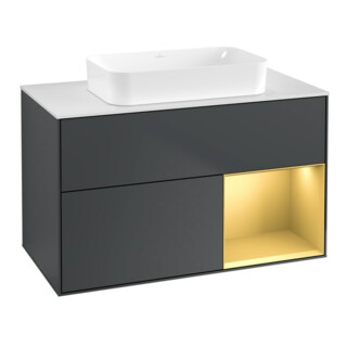 V&B Meuble sous-lavabo Finion 100x60,3 cm, éclairage mural, rég. reg. m, md bl. m Lac