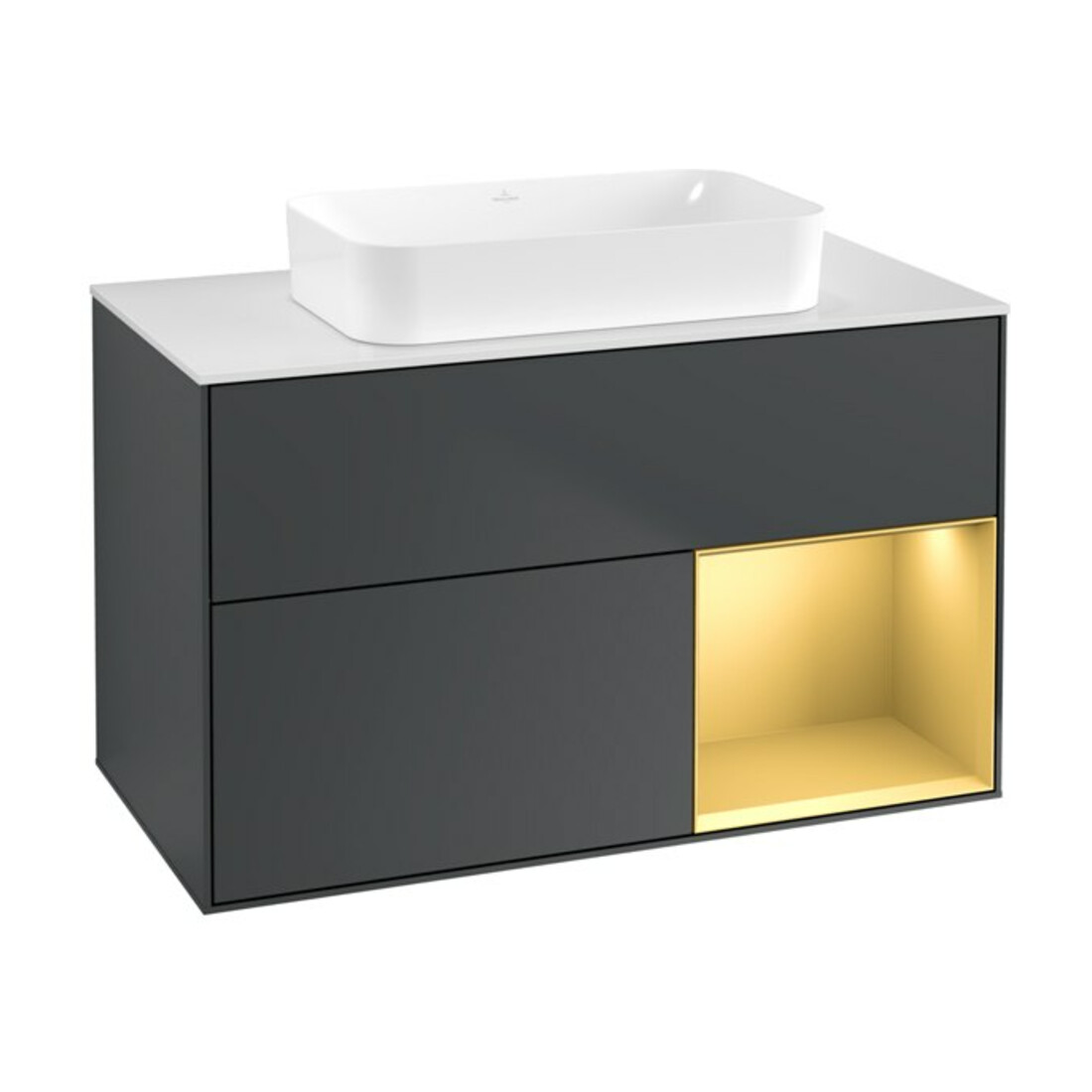 V&B Meuble sous-lavabo Finion 100x60,3 cm, éclairage mural, rég. reg. m, md bl. m Lac