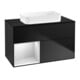 V&B Meuble sous lavabo Finion 100x60,3 cm, étagère gauche blanc mat laqué, bleu mat laqué-1