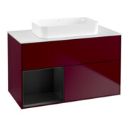 V&B Meuble sous lavabo Finion 100x60,3 cm, étagère gauche bleu mat Lac, Peo