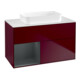 V&B Meuble sous lavabo Finion 100x60,3 cm, étagère gauche, gris mat avec laque, Peo m-1