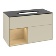 V&B Meuble sous lavabo Finion 100x60,3 cm, étagère gauche, gris mat laqué