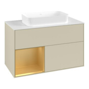 V&B Meuble sous lavabo Finion 100x60,3 cm, étagère gauche, gris moyen laqué-3