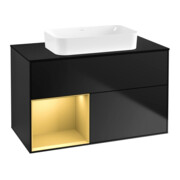 V&B Meuble sous lavabo Finion 100x60,3 cm, étagère gauche, laqué bleu m