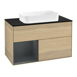 V&B Meuble sous lavabo Finion 100x60,3 cm, étagère gauche, MDF laqué, Oa ven
