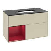 V&B Meuble sous lavabo Finion 100x60,3 cm, étagère gauche Peo, gris moyen laqué