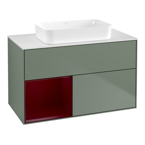 V&B Meuble sous lavabo Finion 100x60,3 cm, étagère gauche Peo, huile avec laque