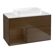 V&B Meuble sous lavabo Finion 100x60,3 cm, étagère gauche, placage noyer