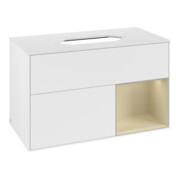 V&B Meuble sous lavabo Finion 100x60,3 cm, gris clair mat laqué, blanc mat laqué-3