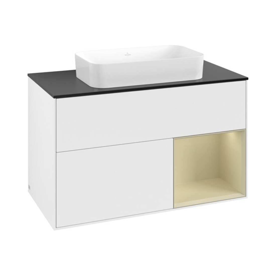 V&B Meuble sous-lavabo Finion 100x60,3 cm, gris clair mat laqué, blanc mat laqué
