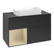 V&B Meuble sous lavabo Finion 100x60,3 cm, gris clair mat laqué, bleu mat laqué