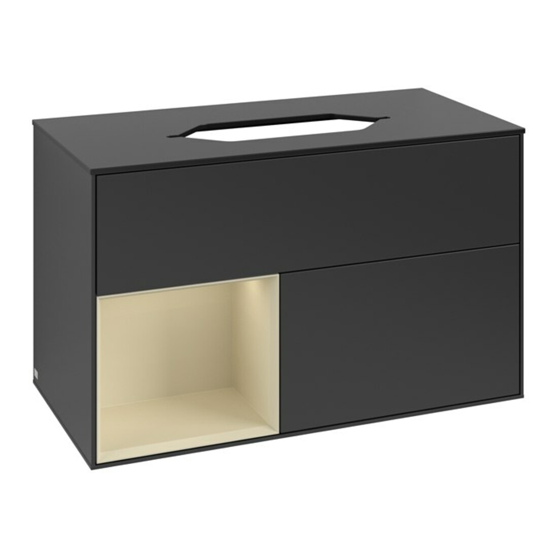 V&B Meuble sous lavabo Finion 100x60,3 cm, gris clair mat laqué, bleu mat laqué