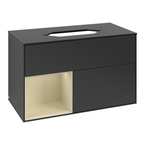 V&B Meuble sous lavabo Finion 100x60,3 cm, gris clair mat laqué, bleu mat laqué