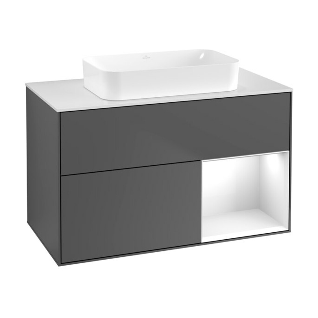 V&B Meuble sous lavabo Finion 100x60,3 cm, laqué blanc, anthracite m