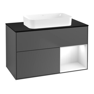 V&B Meuble sous lavabo Finion 100x60,3 cm, laqué blanc, anthracite m