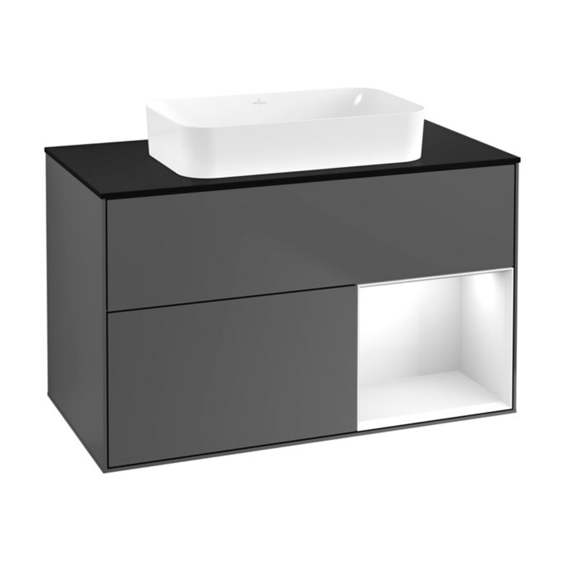 V&B Meuble sous lavabo Finion 100x60,3 cm, laqué blanc, anthracite m