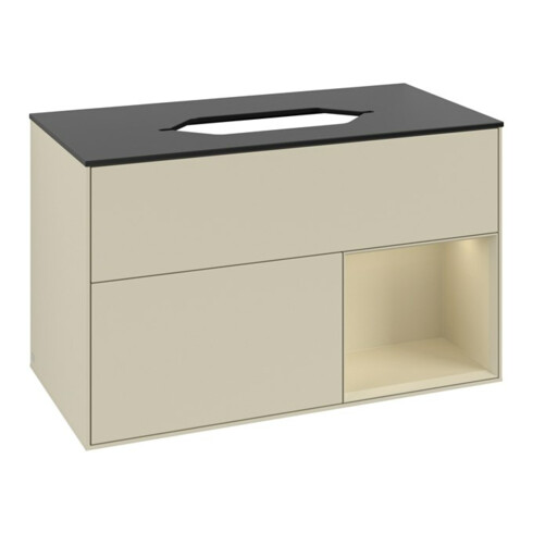 V&B Meuble sous lavabo Finion 100x60,3 cm, laqué gris brillant