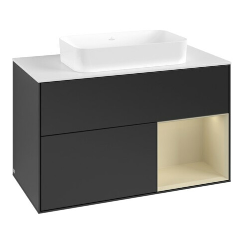 V&B Meuble sous lavabo Finion 100x60,3 cm, laqué gris clair, laqué bleu