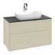 V&B Meuble sous lavabo Finion 100x60,3 cm, panneau de fermeture bleu mat, poignée grise mat-1