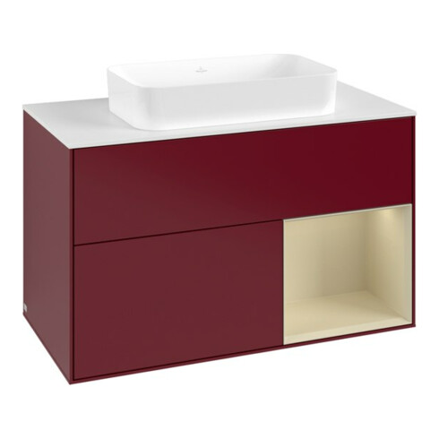 V&B Meuble sous lavabo Finion 100x60,3 cm, placage laqué, poignée métal