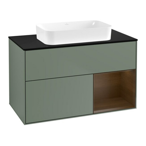 V&B Meuble sous-lavabo Finion 100x60,3 cm, placard droit, chêne huilé mat, laqué