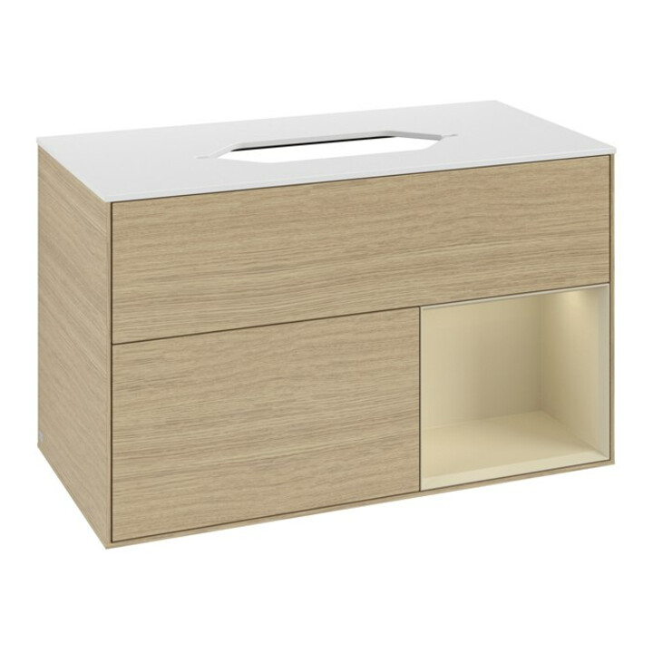 V&B Meuble sous lavabo Finion 100x60,3 cm, placard droit, laqué, Oa ven